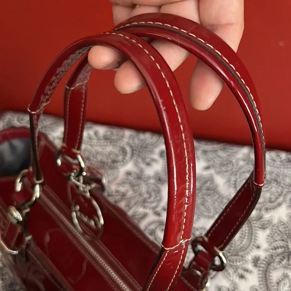 Coach Embossed Maroon Patent Leather Sexy Tote! - Picture 7 of 10